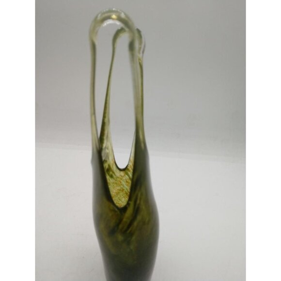 Kosta Boda Green Abstract Glass Vase Signed By Artist Sweden 1742 Modern Art Dec - Picture 9 of 16
